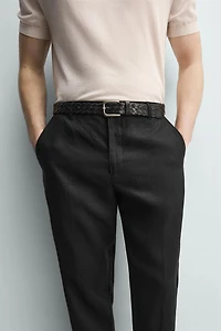 100% LINEN REGULAR FIT PANTS