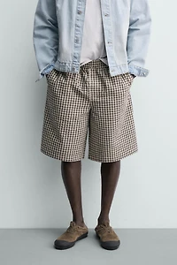 TEXTURED PLAID SHORTS