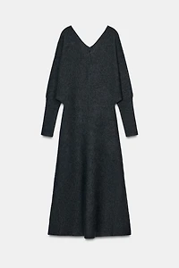 V-NECK KNIT MIDI DRESS