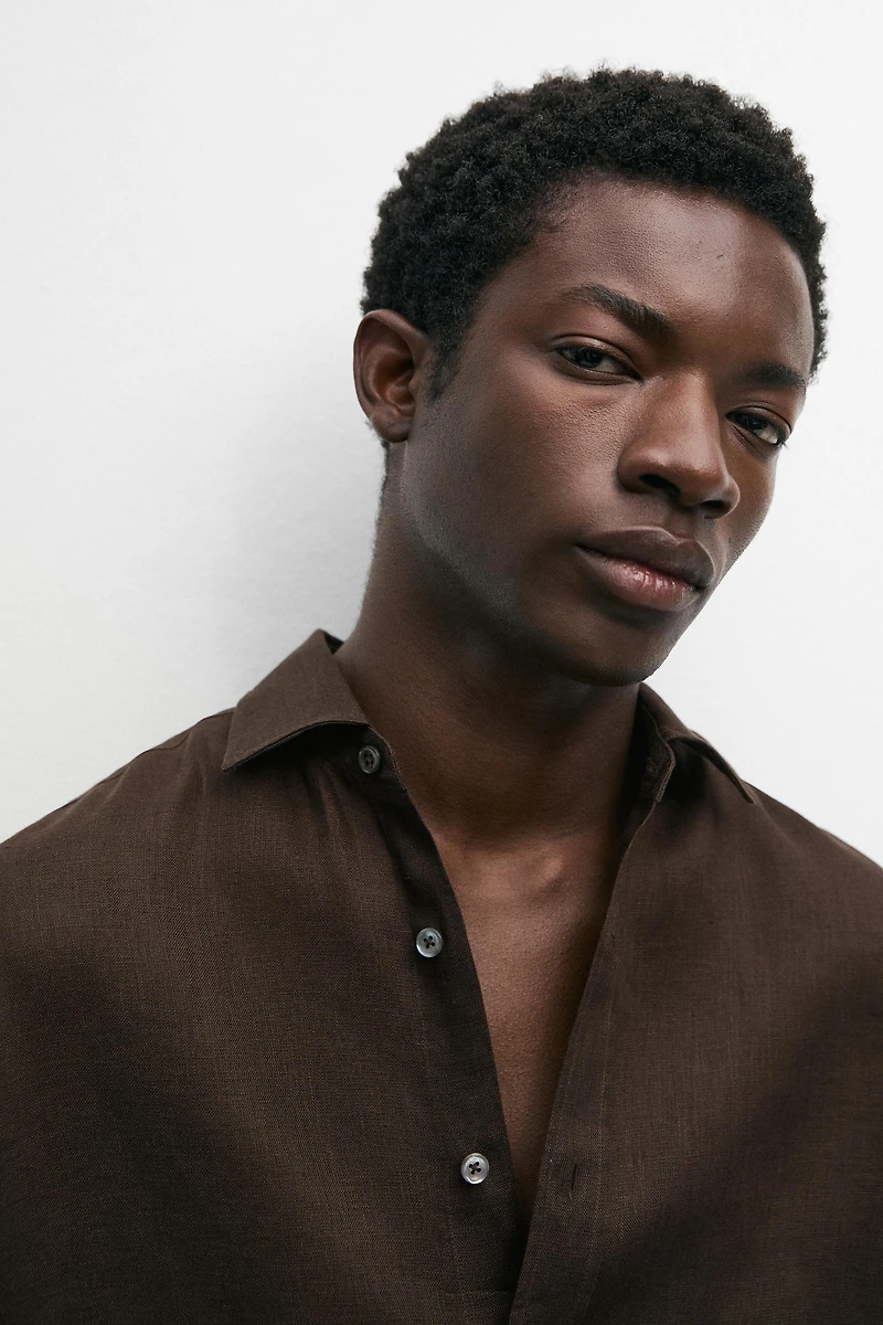 Regular fit 100% linen shirt