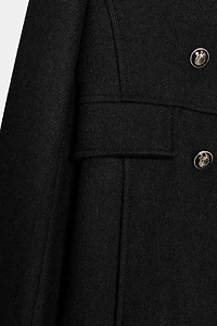 WOOL BLEND DOUBLE BREASTED SHORT COAT