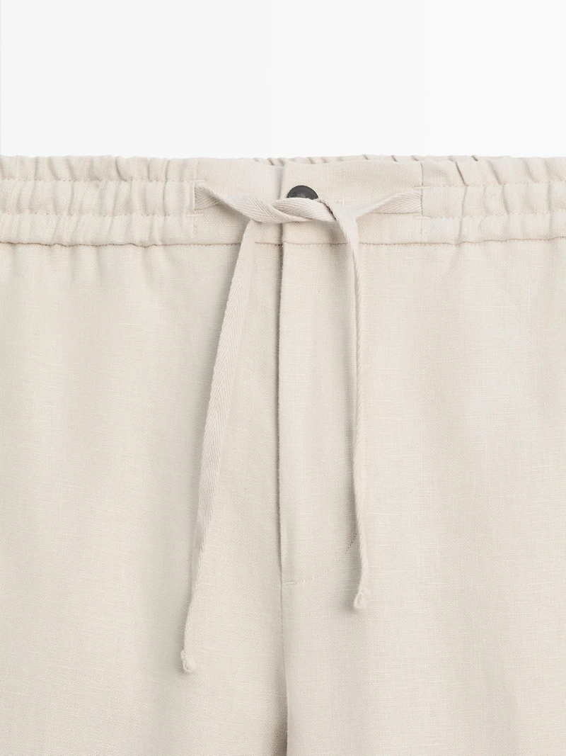 Pantalon total look détail taille lin
