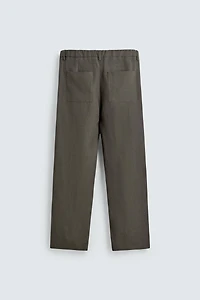 100% LINEN STRAIGHT FIT PANTS