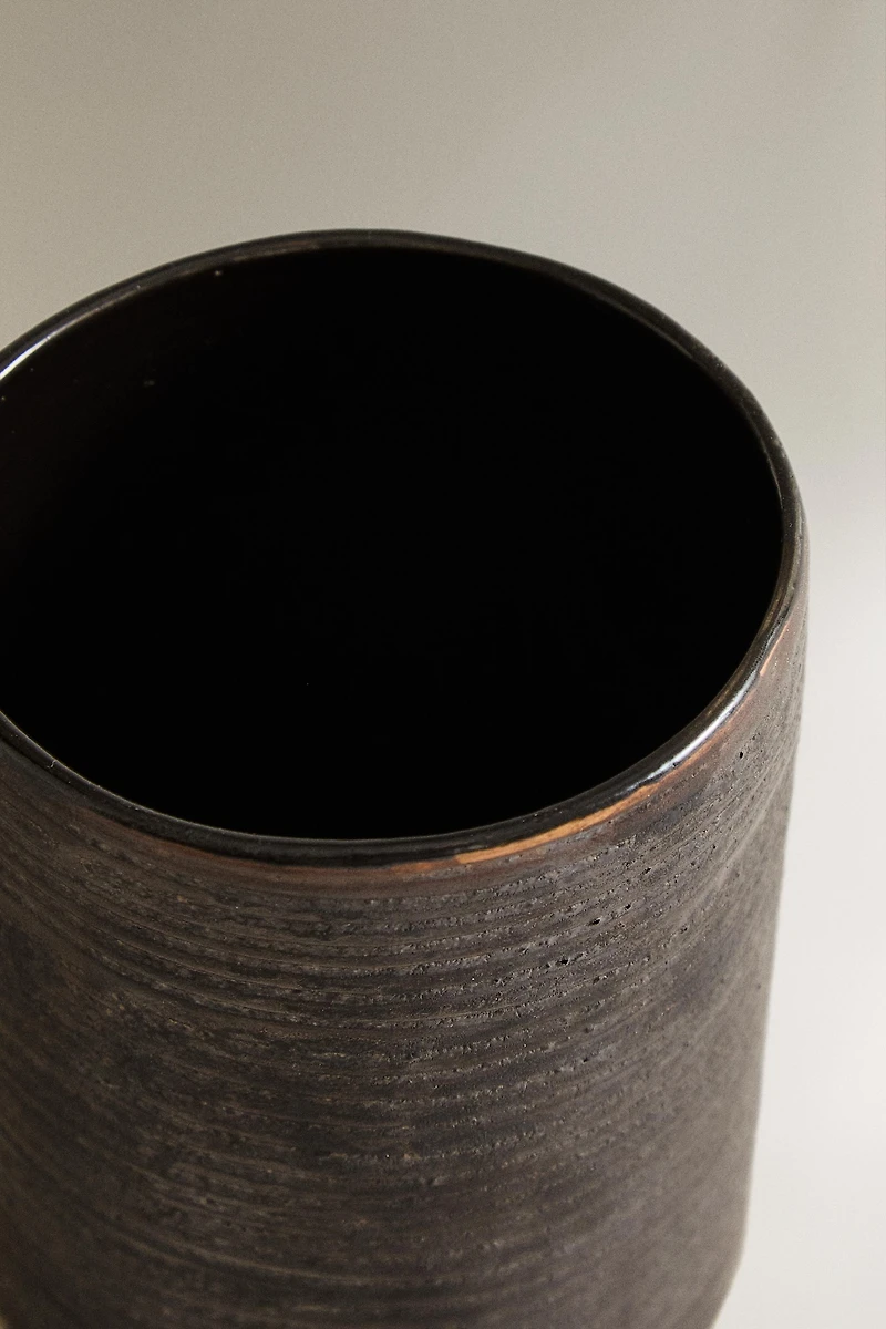 BLACK CERAMIC TOOTHBRUSH TUMBLER