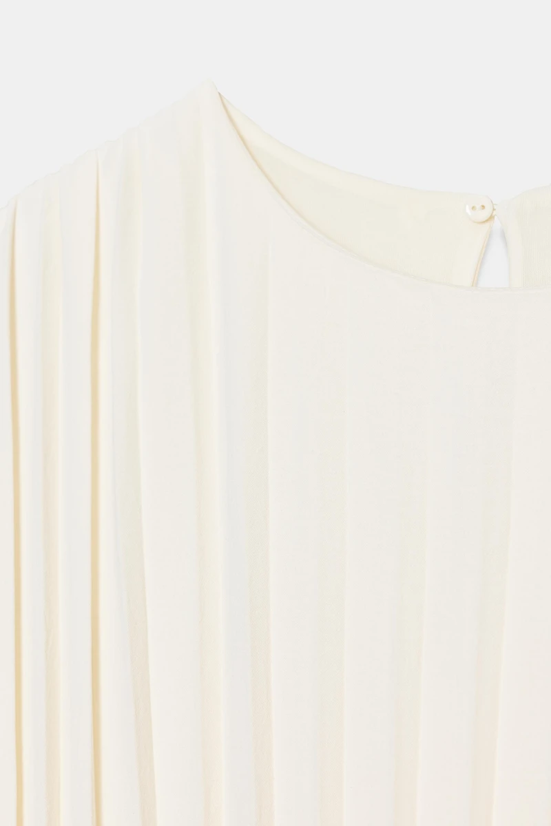 PLEATED BELTED MIDI DRESS