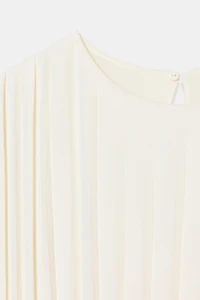 PLEATED BELTED MIDI DRESS