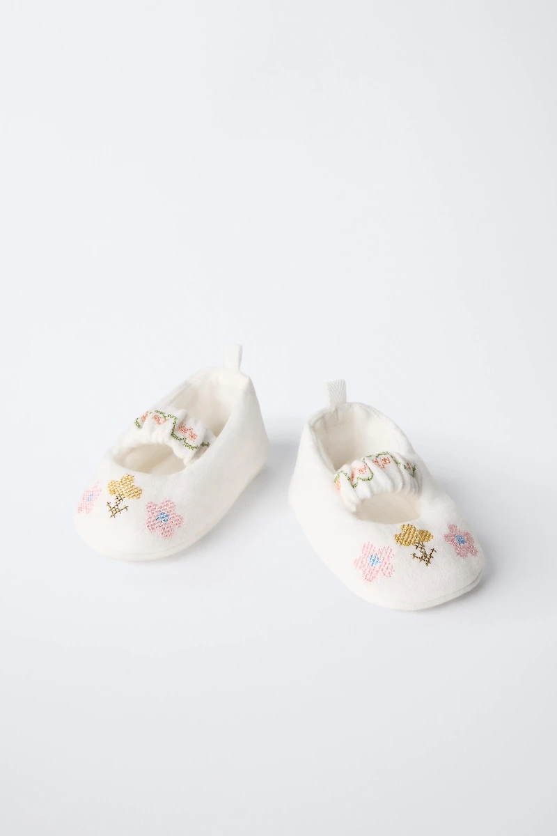 EMBROIDERED COTTON BOOTIES