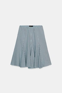 GINGHAM GODET MIDI SKIRT