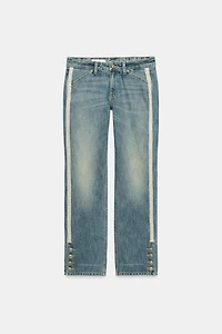 TRF MID-RISE STRAIGHT LEG SIDE STRIPE JEANS