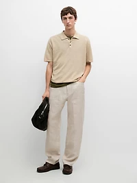 Pull polo en maille de lin