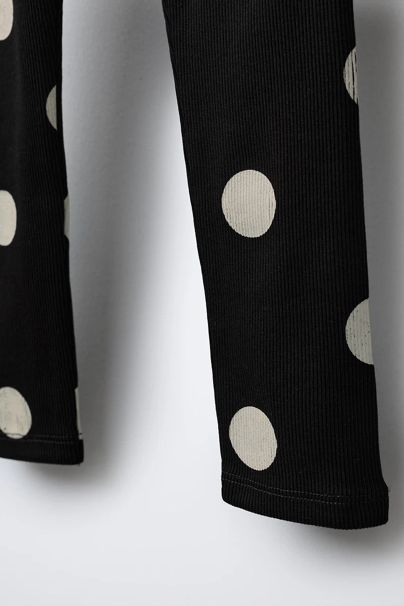 PRINTED RIBBED LEGGINGS