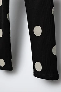 PRINTED RIBBED LEGGINGS