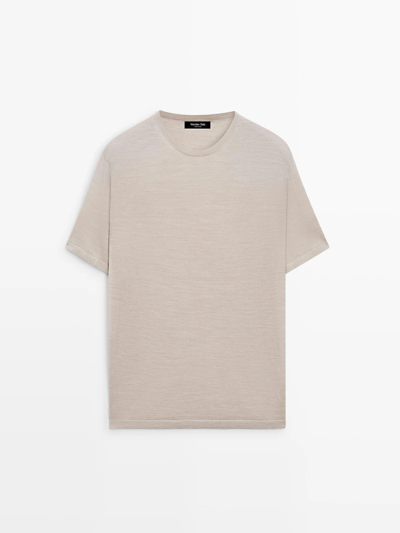 Short sleeve wool blend T-shirt