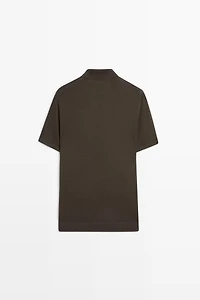 Wool blend zip-detail polo shirt