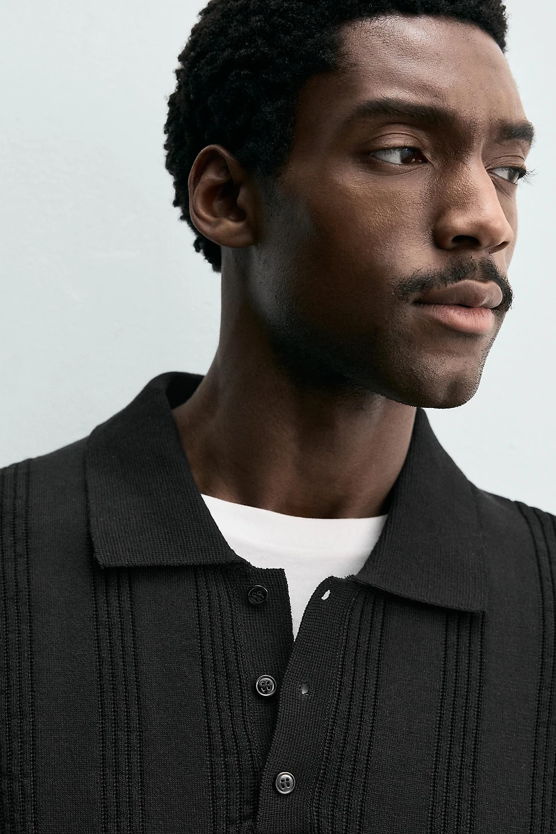 REGULAR FIT KNIT TEXTURED POLO