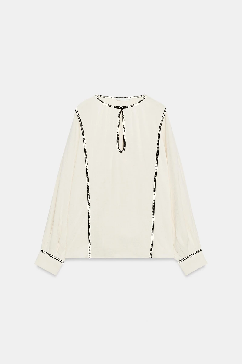 ZW COLLECTION RUSTIC TOPSTITCHED SHIRT