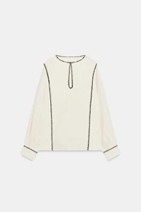 ZW COLLECTION RUSTIC TOPSTITCHED SHIRT