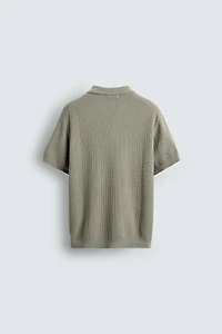 RIBBED KNIT POLO SHIRT