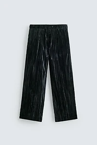 PLEATED VELVET PANTS