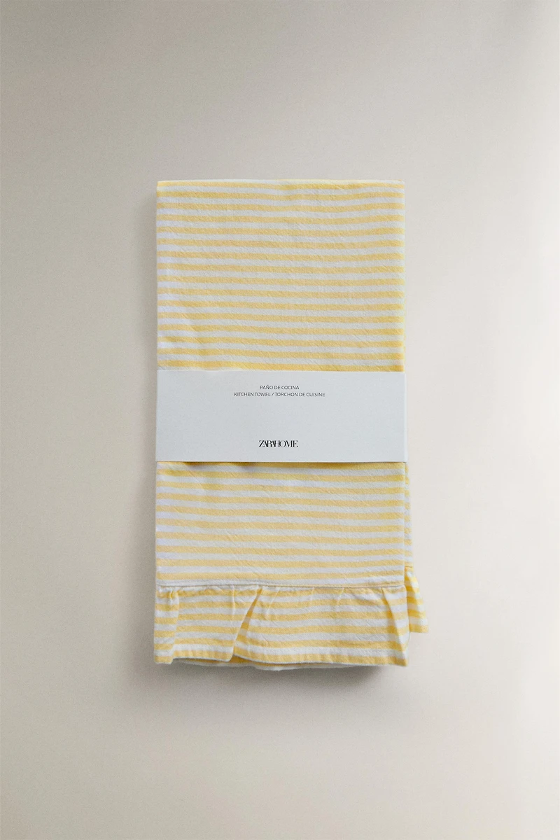 RUFFLED STRIPED KITCHEN TOWEL