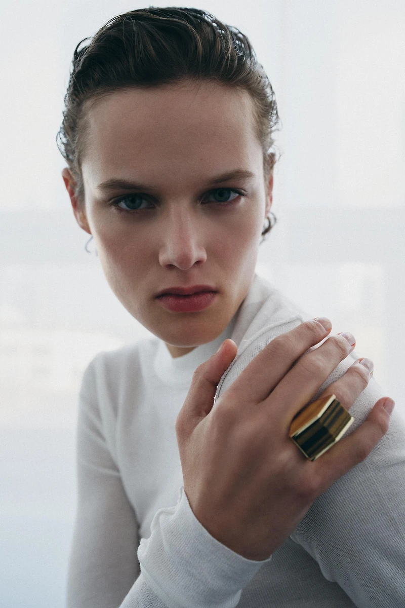 MAXI BAGUE GÉOMÉTRIQUE PIERRE