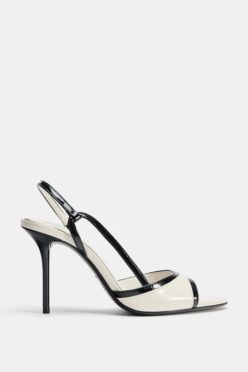 PATENT-EFFECT HEELED SANDALS