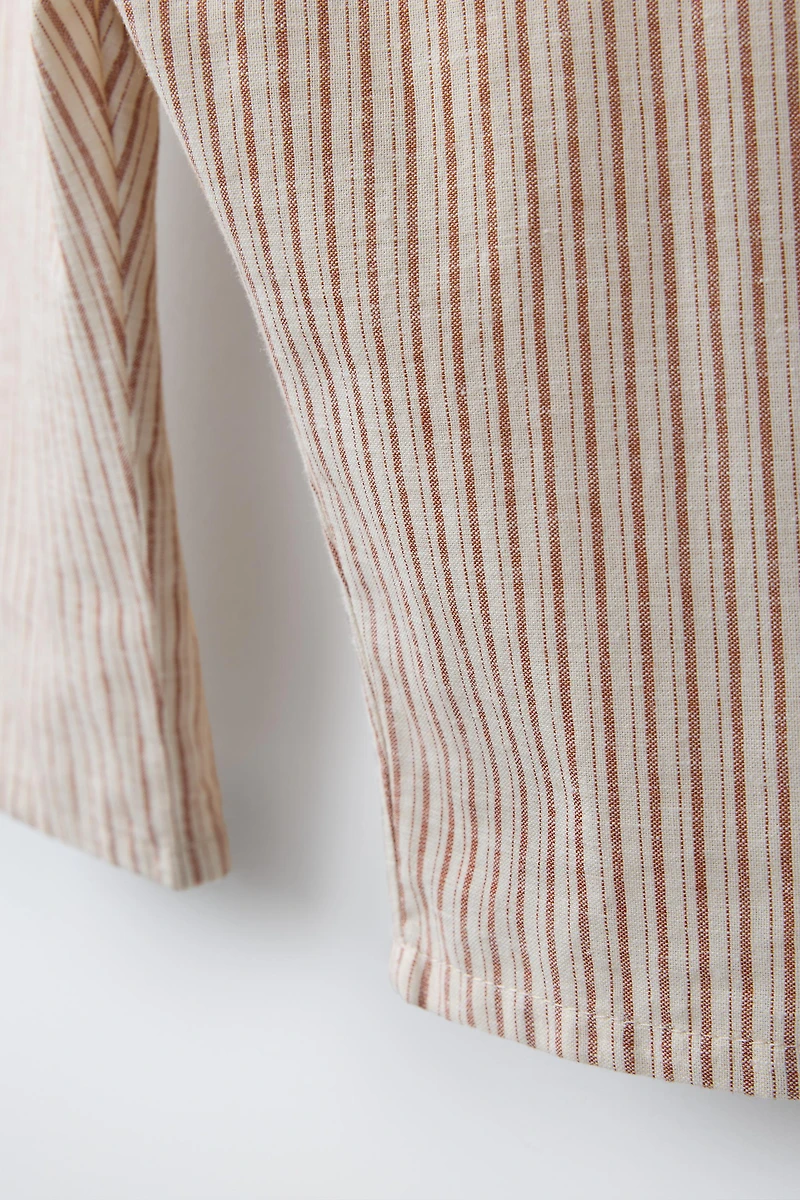 LONG STRIPED OVERALLS WITH COTTON AND LINEN
