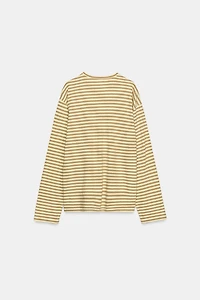 T-SHIRT EN COTON ET LIN À RAYURES