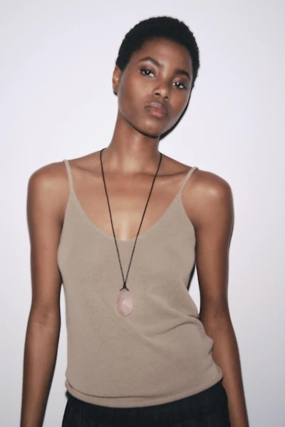 COLLIER LACET CUIR PIERRE
