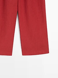 Loose fit high-waist linen trousers