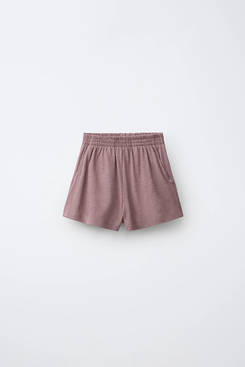 COTTON LINEN BLEND TOP AND SHORTS SET