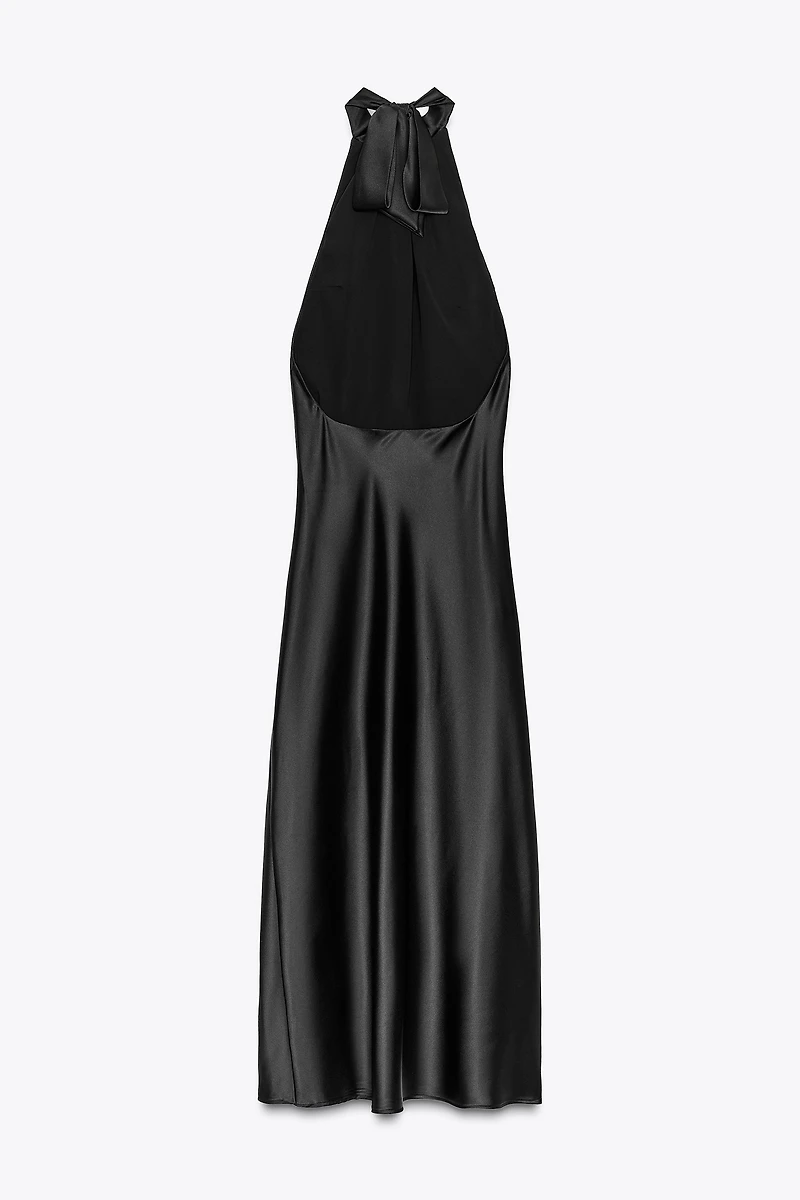 OPEN BACK SATIN MIDI DRESS