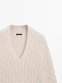 Cotton blend knit sweater with knot details