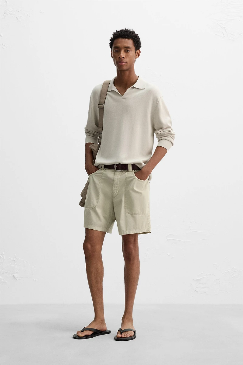 WASHED COTTON BERMUDA SHORTS