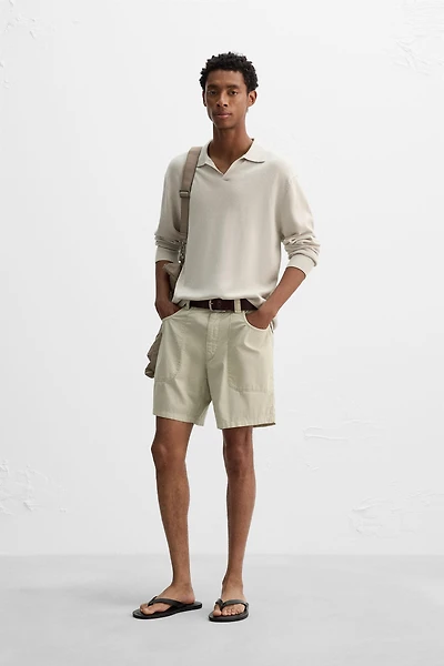 WASHED COTTON BERMUDA SHORTS