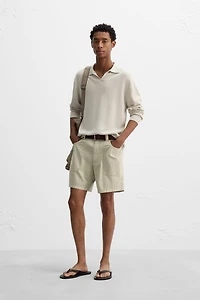 WASHED COTTON BERMUDA SHORTS