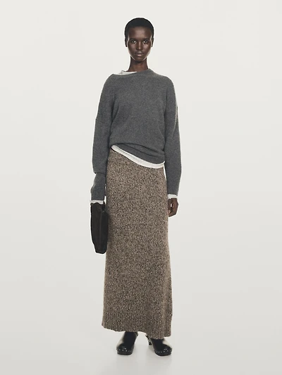 100% cashmere knit midi skirt