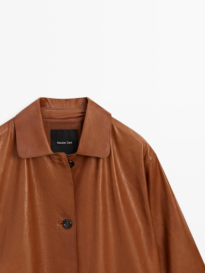 Manteau long en cuir nappa