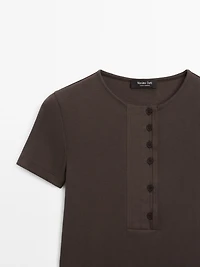 Cotton blend T-shirt with chest detail