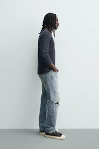 REGULAR FIT VINTAGE RIPPED JEANS