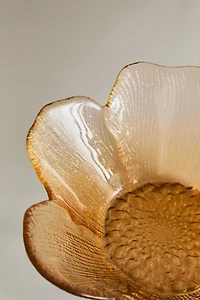 GLASS BOWL WITH RAISED FLORAL DESIGN