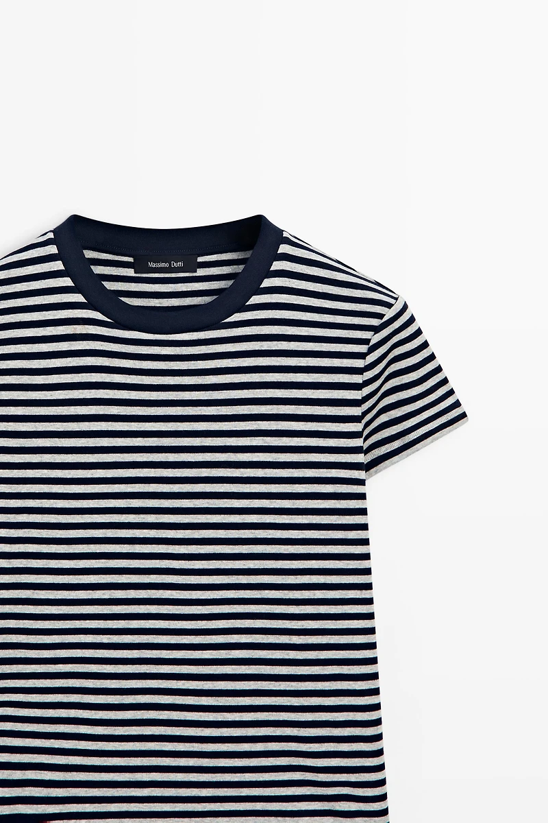 Ribbed striped short sleeve T-shirt