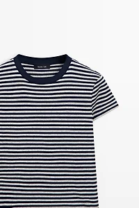 Ribbed striped short sleeve T-shirt