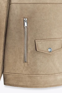 VESTE DE MOTARD EFFET DAIM
