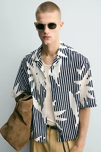 STRIPED PRINT BOXY FIT SHIRT