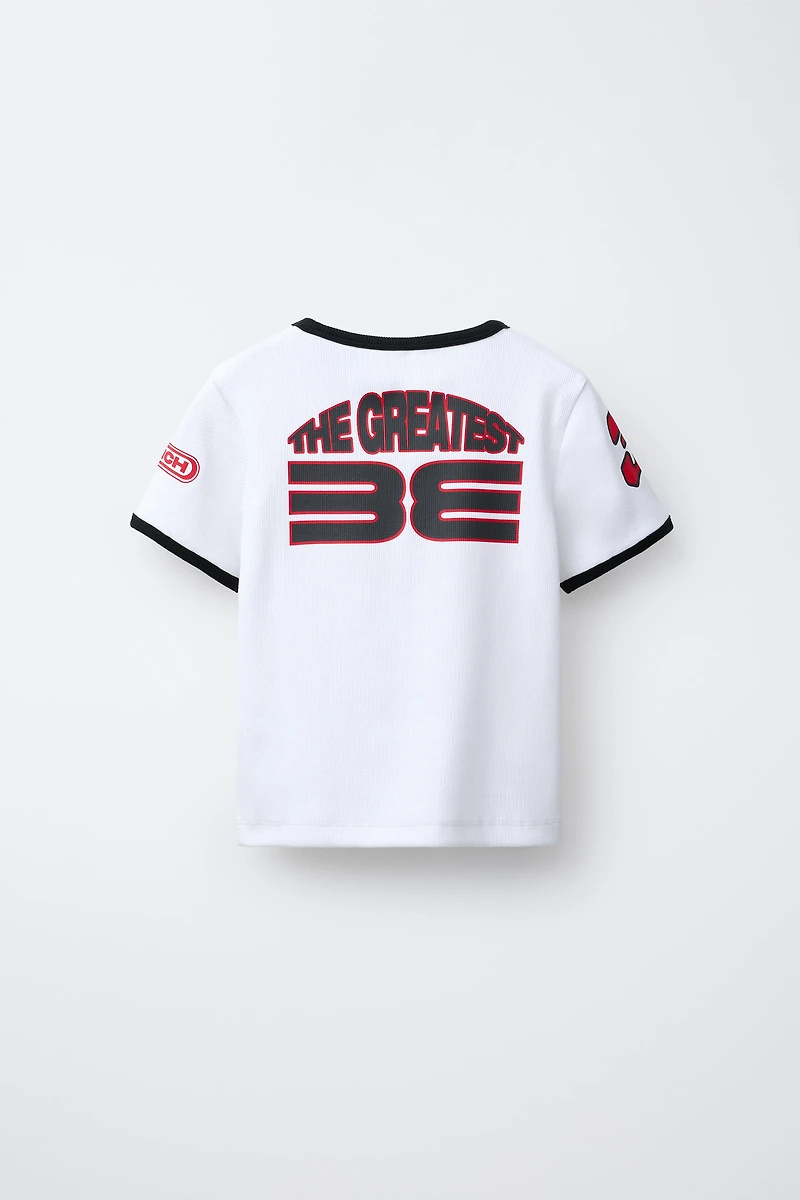 BILLIE EILISH ® LASH MUSIC © PRINTED RIBBED T-SHIRT
