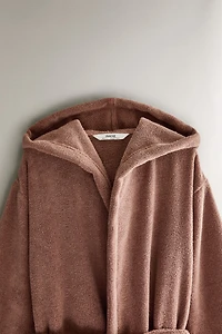 (380 GXM²) PEIGNOIR EXTRA-DOUX À CAPUCHE