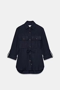 CHEMISE SAFARI EFFET FROISSÉ CEINTURE