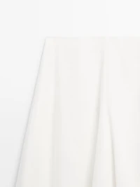 Flared linen blend skirt with seam details