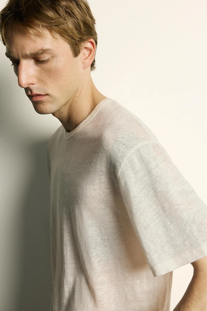 RELAXED FIT 100% LINEN T-SHIRT
